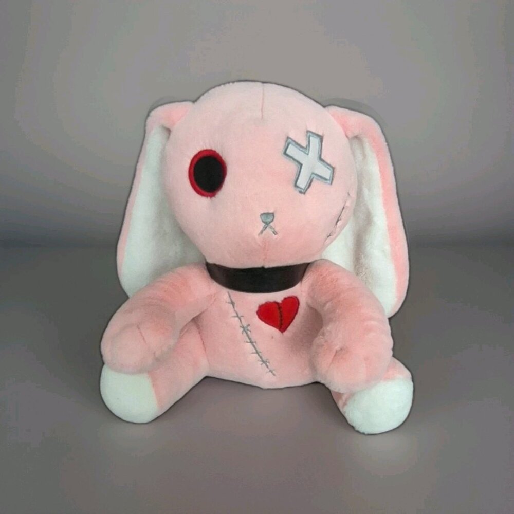 Gothic Pink Bunny Stuffed Bunny Plush Gothic, Creepy, Goth Emo Plushies